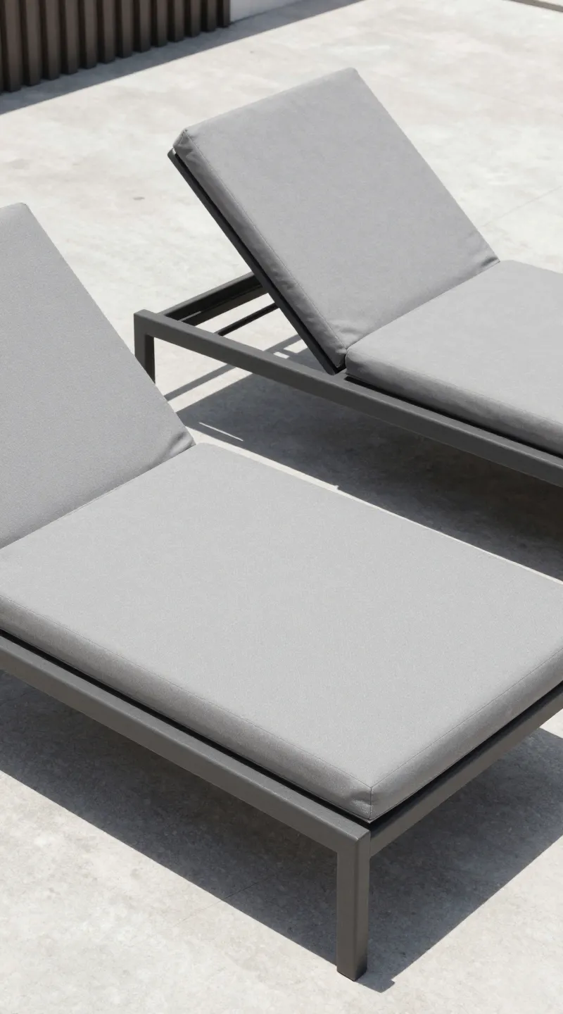 Two outdoor daybeds with washable cushions, modern terrace