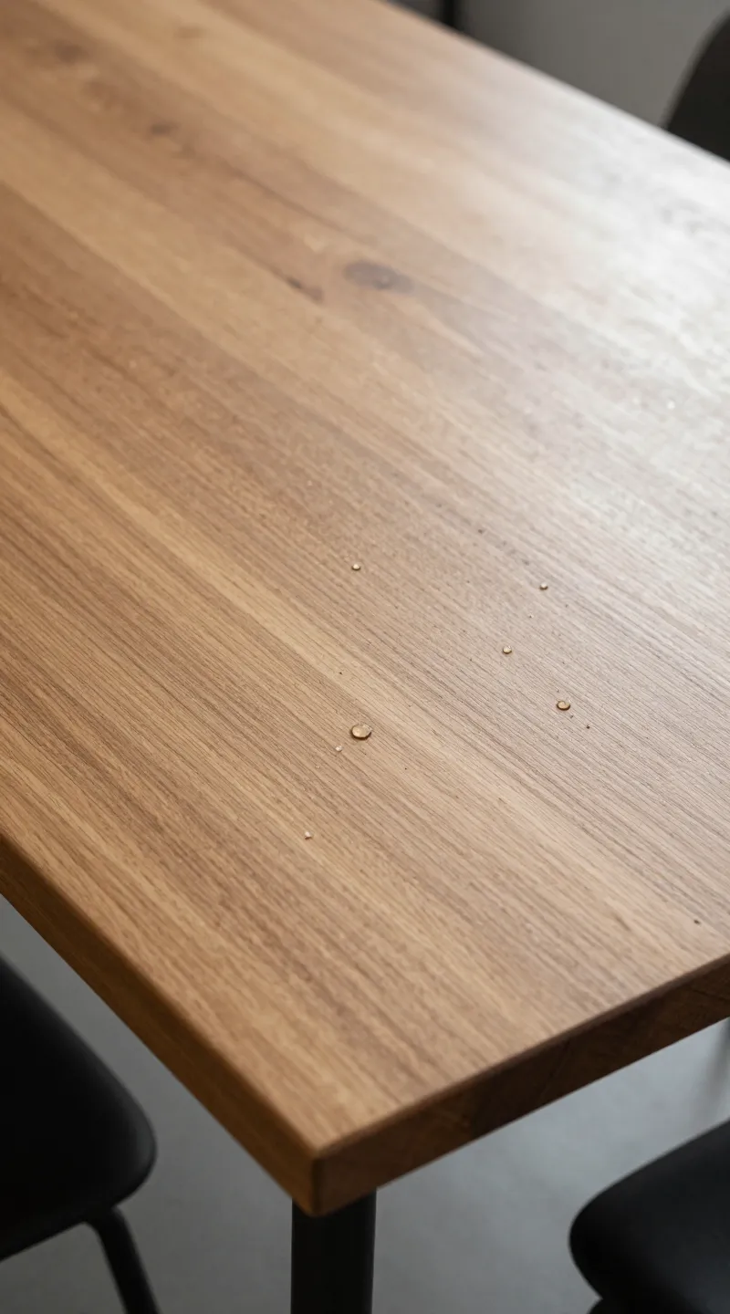 Polywood dining table top with raindrops, black metal legs