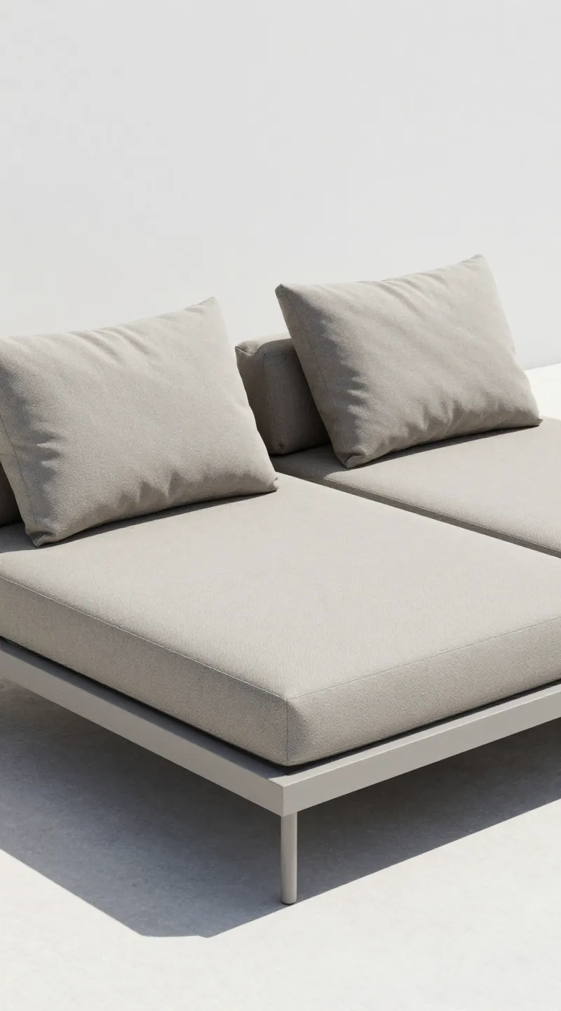 Modular outdoor lounge with deep cushions on a terrace